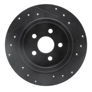 Chrysler PT Cruiser Brake Rotor (1) - Rear Left - R1 Concepts - Drilled & Slotted - Black - `03-`10